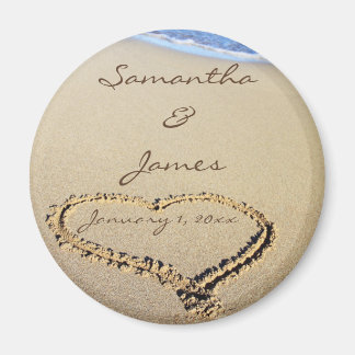 Namn i Sand Personal Round Bröllop Magnet