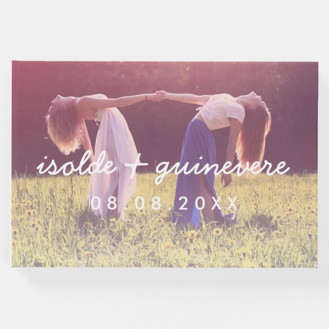 Namn i skriptAnpassningsbarna Photo Bröllop Gästböcker (Framsida)