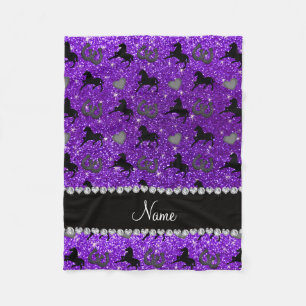 Namn indigo lila glitter horseshoe fleecefilt