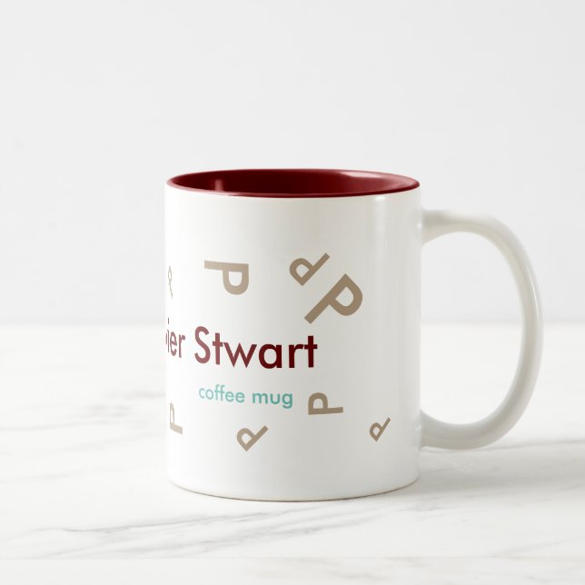 namn & initial brev, typografi och coola Två-Tonad mugg (Höger)