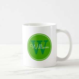Namn + Initial insidagrönt cirklar Kaffemugg
