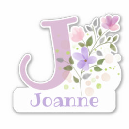 Namn & Initial med Blommotiv Klistermärke Utklipp Klistermärken