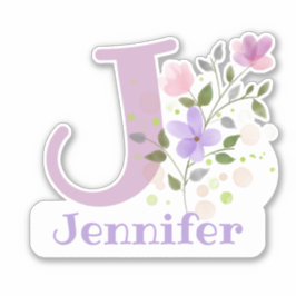 Namn & Initial med Blommotiv Klistermärke Utklipp Klistermärken