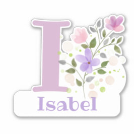 Namn & Initial med Blommotiv Klistermärke Utklippt Klistermärken