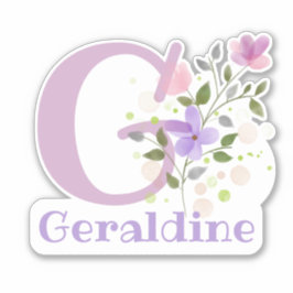 Namn & Initial med Blommotiv Klistermärke Utklippt Klistermärken