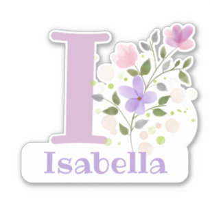 Namn & Initial med Blommotiv Klistermärke Utklippt Klistermärken