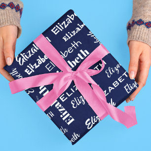 Namn Initial Monogram Blue Personlig Gift Presentpapper