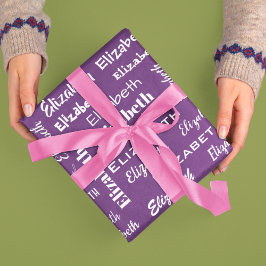 Namn Initial Monogram Lila Personlig Gift Presentpapper