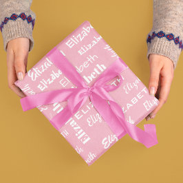 Namn Initial Monogram Rosa Personlig Gift Presentpapper