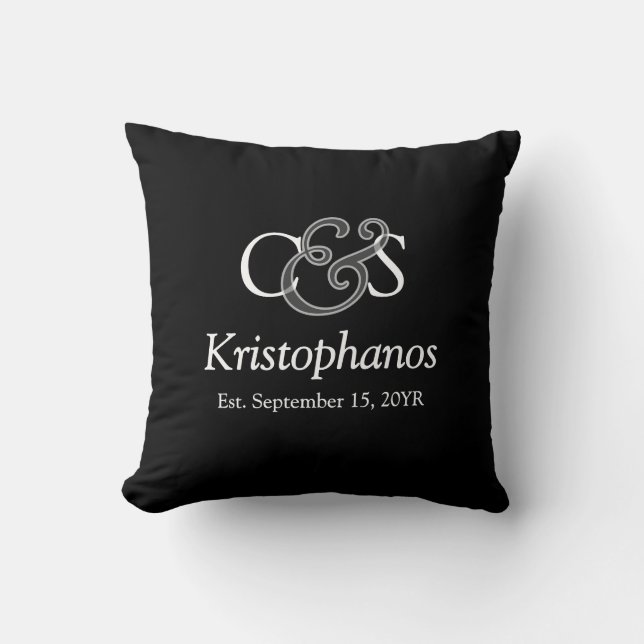 Namn Initialer Elegant Bokstavsstil Bröllopsmonogr Kudde (Framsida)