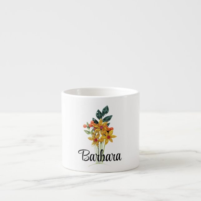 Namn Initialer eller Text, Pappers Quilled Blommor Espressomugg (Framsidan)