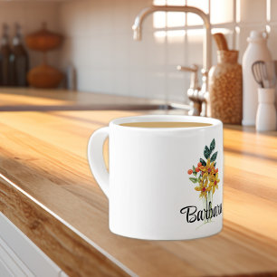 Namn Initialer eller text, Pappra, fyrkantiga blom Espressomugg