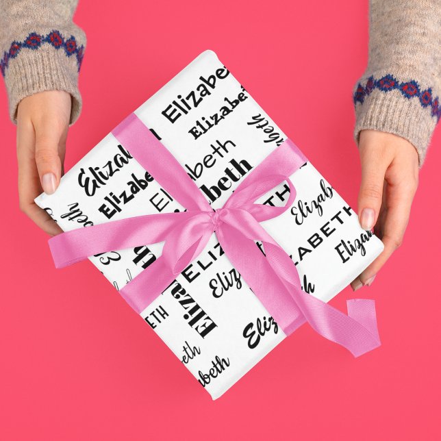 Namn Initialer Message Mönster Personlig Gift med  Presentpapper (Name Initials Message Pattern Personalized Gift Wrapping Paper)