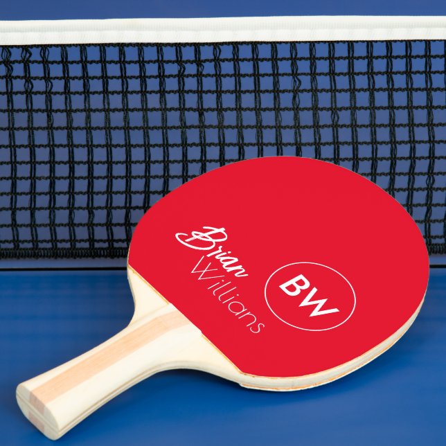 Namn & Initialer Monogram på coola RED Pingisracket (Insitu)