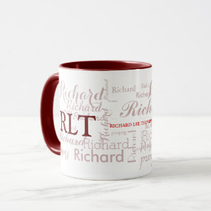 namn & initialer personlig, typografmaron mugg