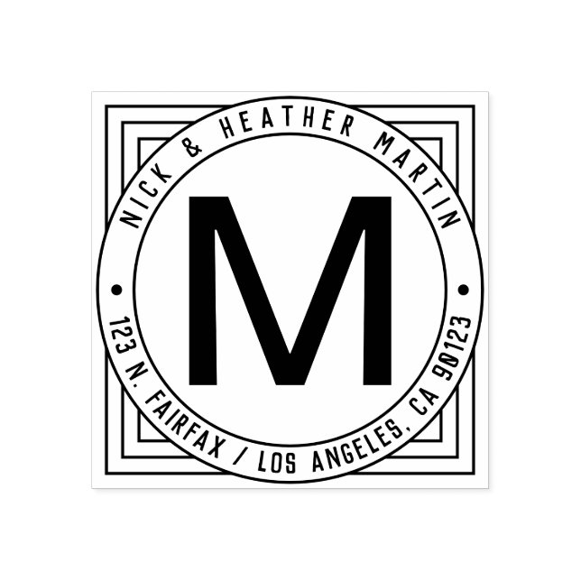 Namn, Initiativ för efternamn och Returadress Mode Stämpel (Tryck)