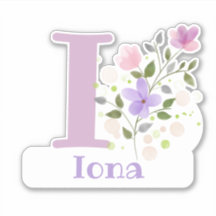 Namn Iona & Initial med Blommigt Design