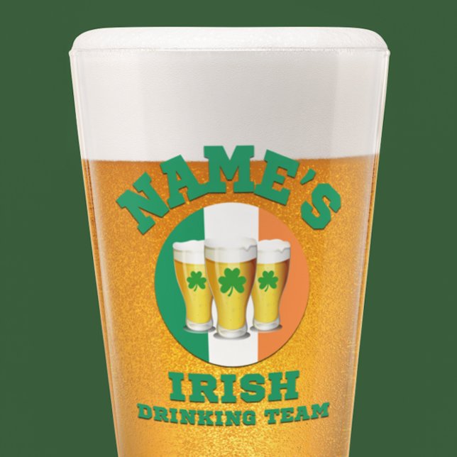 Namn Irish Drinking Team 3 Pint Glaskopp (Custom Irish pint glass for St. Pat's! 🍻 Personalize now!)