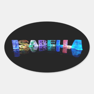 Namn Isabella i 3D Ljus (fotografi) Ovalt Klistermärke