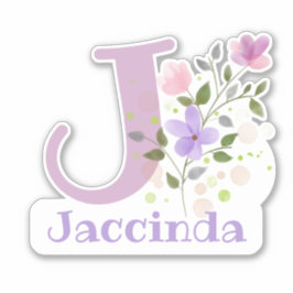 Namn Jaccinda plus Initial med Blommigt Design Klistermärken