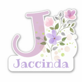 Namn Jaccinda plus Initial med blomsterdesign Klistermärken