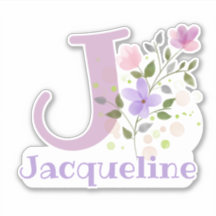 Namn Jacqueline & Initial with Blommigt Design