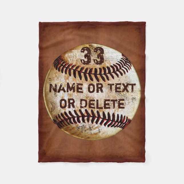 Namn, Jersey Number Coola Baseball Blanket, 3 stor Fleecefilt (Framsidan)