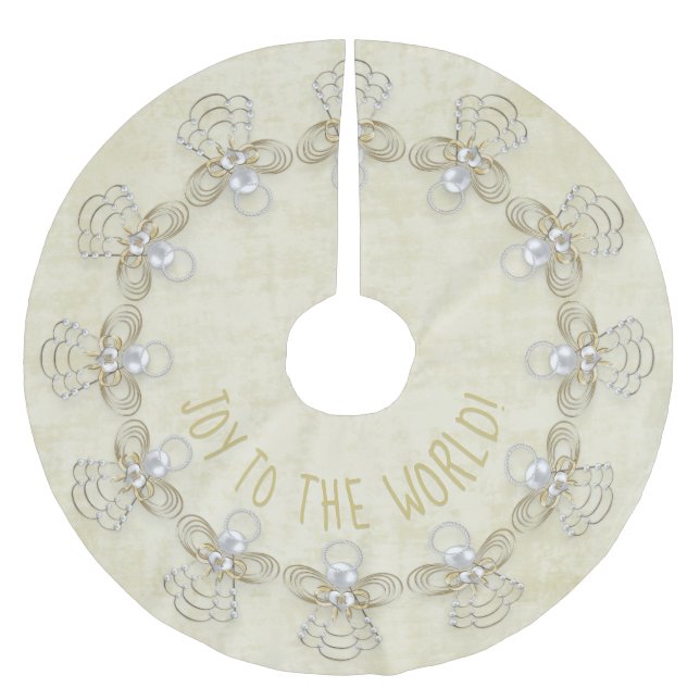 Namn: "Joy to World", julangel Cream Julgransmatta Borstad Polyester (Framsidan)