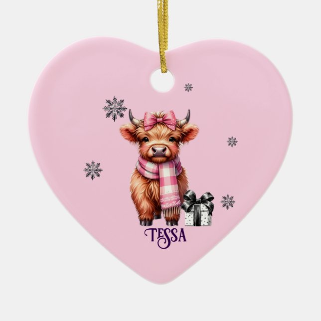 Namn jul Ornament Highland Cow (Framsidan)