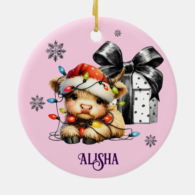 Namn jul Ornament Highland Cow (Baksidan)