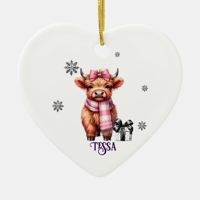 Namn jul Ornament Highland Cow (Framsidan)
