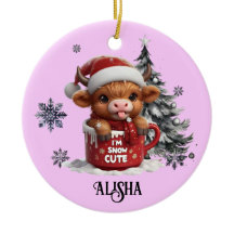 Namn jul Ornament Jag är snö Highland Cow