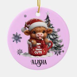 Namn jul Ornament Jag är snö Highland Cow