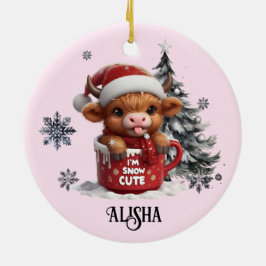 Namn jul Ornament Jag är snö Highland Cow