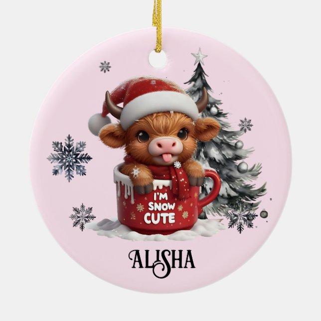Namn jul Ornament Jag är snö Highland Cow (Baksidan)