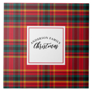 Namn,, Jul Tartan Play Kakelplatta