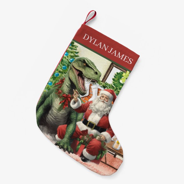 namn, jultomten, dinosauer, tillsätt liten julstrumpa (Framsidan (Hängande))