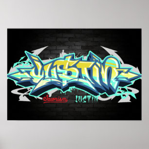 Namn Justin i graffiti Poster
