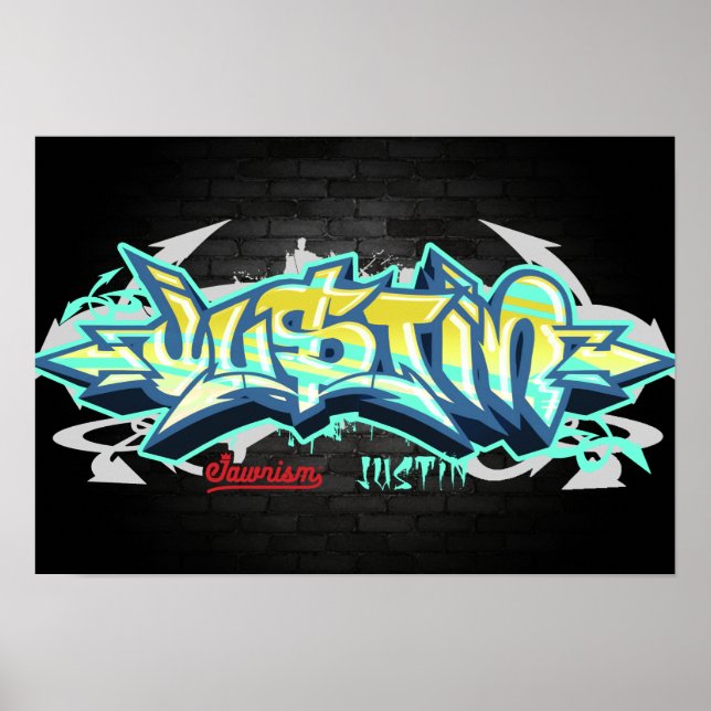 Namn Justin i graffiti Poster (Framsidan)