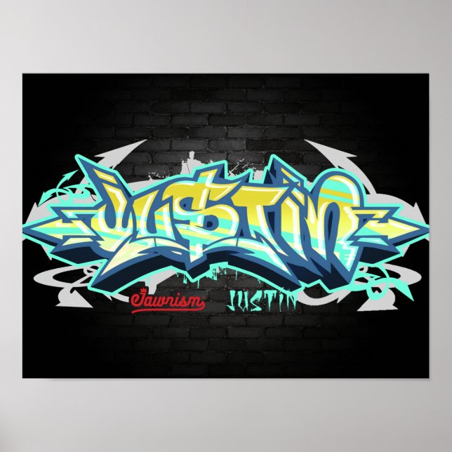 Namn Justin i graffiti Poster (Framsidan)