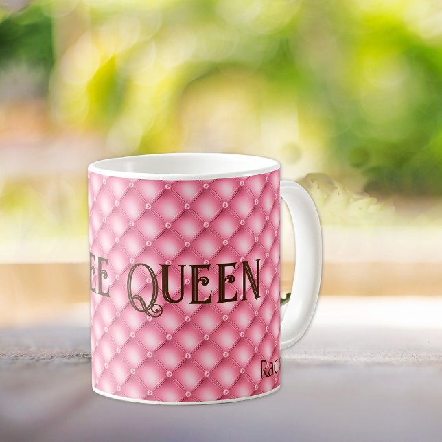 Namn, kaffedrottning, rosa tuffad kaffemugg (Skapare uppladdad)