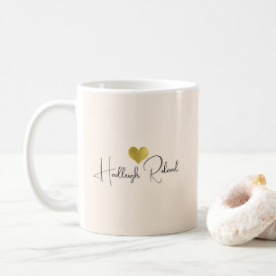 Namn Kalligrafi Monogram Hjarta Kaffemugg
