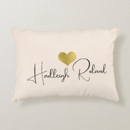 Namn Kalligrafi Monogram Hjarta Prydnadskudde