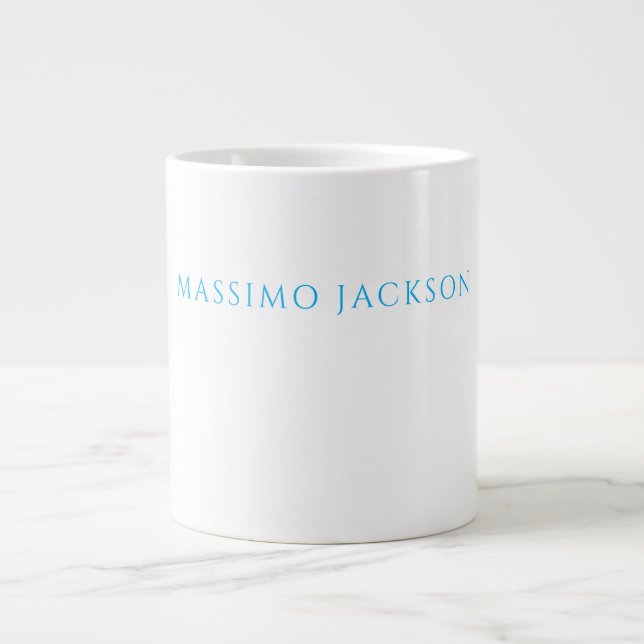 Namn Kalligrafi Skrift Enkel Vit Blå Jumbo Mugg (Framsidan)