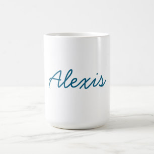 Namn Kalligrafi Skript Enkel Enkel Vit Blå Kaffemugg