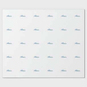 Namn Kalligrafi Skript Enkel Enkelt Vitt Blått Presentpapper