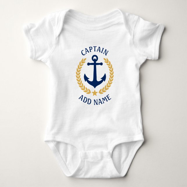 Namn kapten Anchor Guld Laurel Löv Star T Shirt (Framsida)