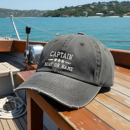 Namn kapten Nautical Stars Distress Grått Broderad Keps