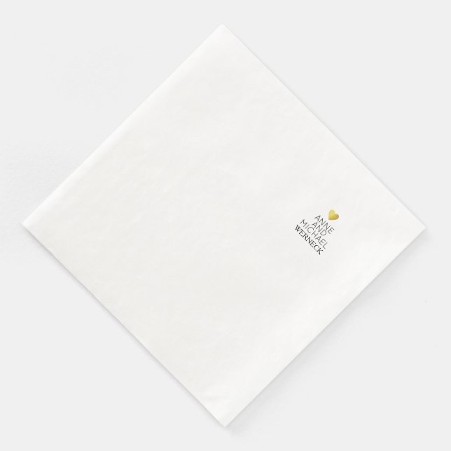 Namn / Kärlek Bröllop White Pappersservett (Hörn)