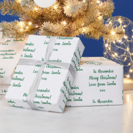 Namn Kärlek från Santa Grönt och vit jul Presentpapper